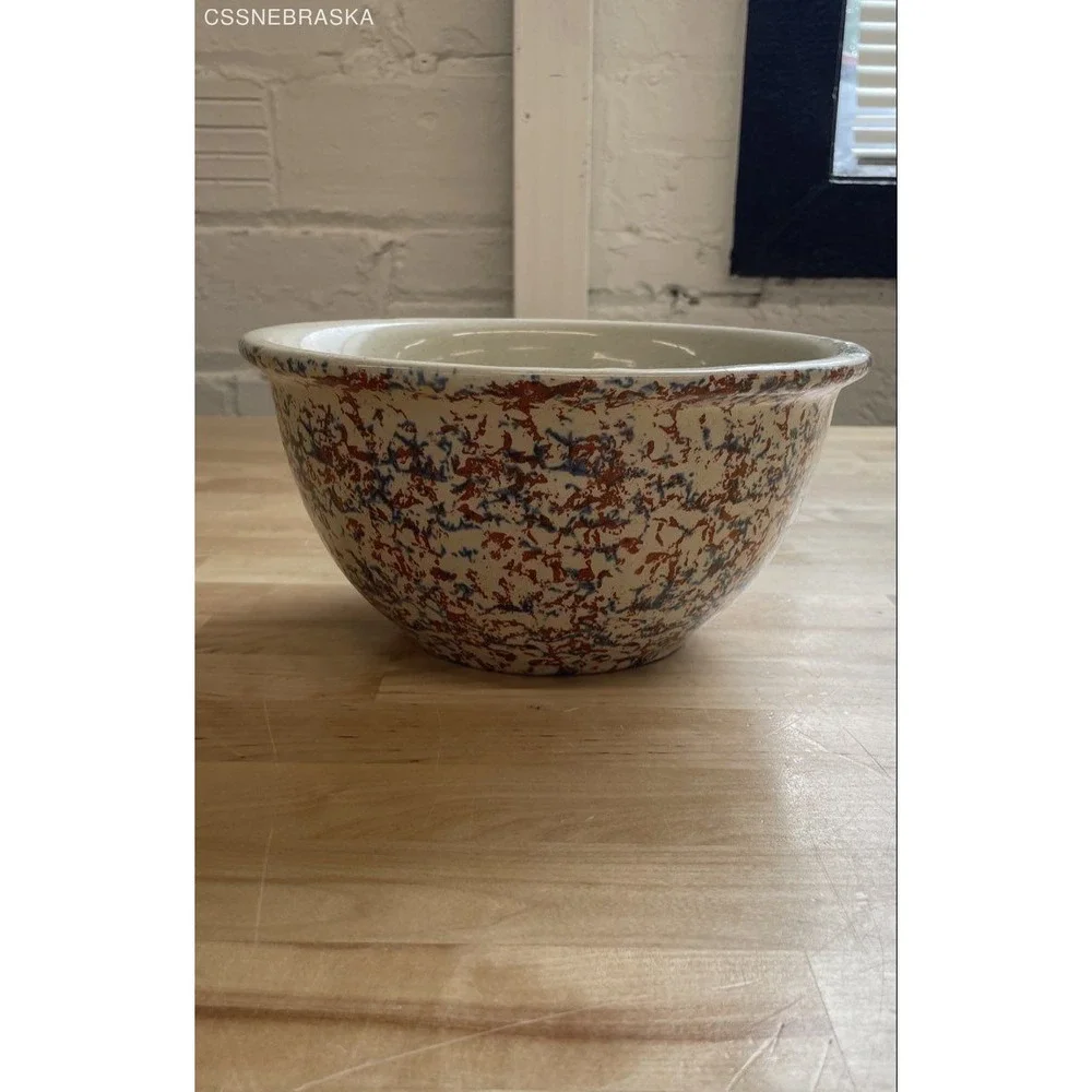 Vintage Stoneware Mixing Bowl Splatterware McGrath's Hardware Hastings 9 Inch